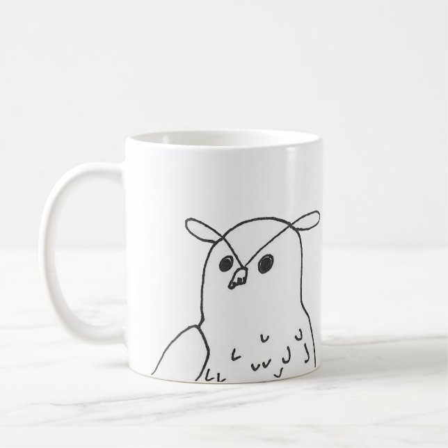 Hand-drawn Owl Coffee Mug (Left)