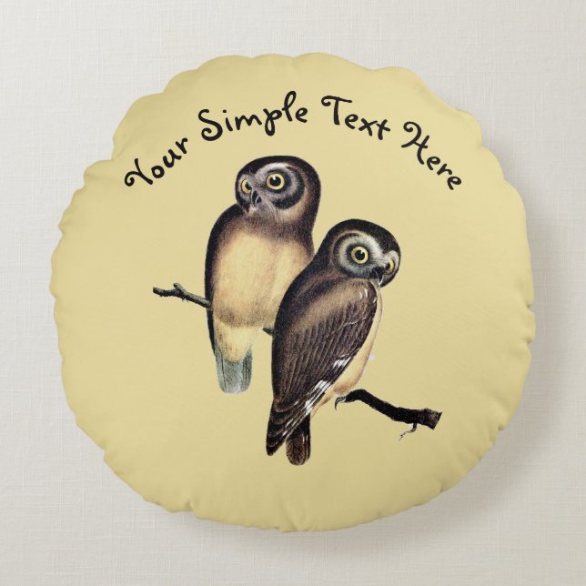 Hand-drawn Owl illustration Round Pillow (Front)