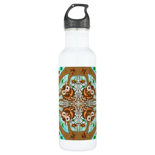 Hand Drawn Owl Mandala Artwork  710 Ml Water Bottle (Front)