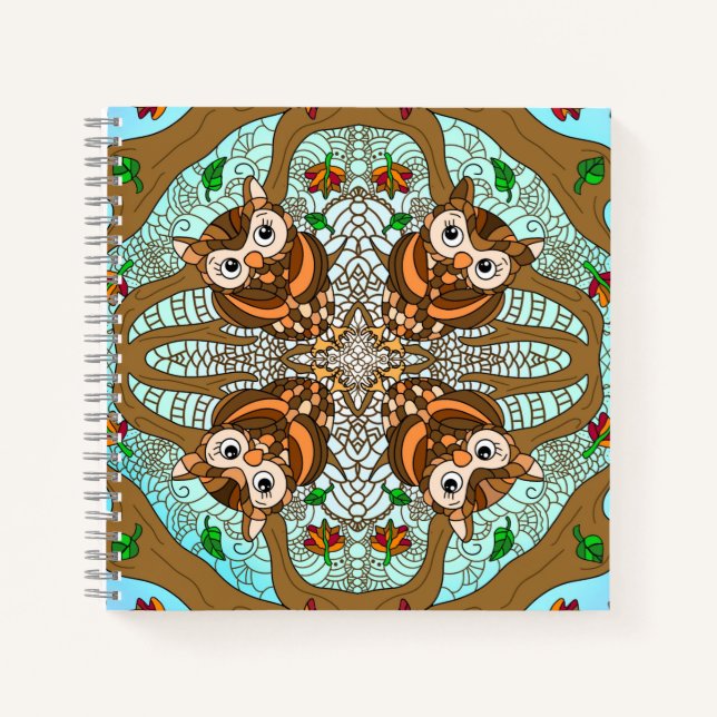 Hand Drawn Owl Mandala Artwork Notebook (Front)