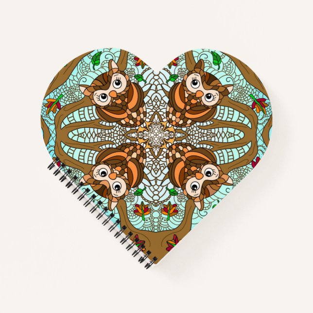 Hand Drawn Owl Mandala Artwork   Notebook (Front)
