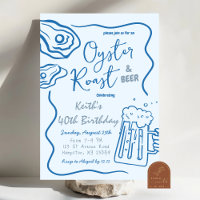 Hand Drawn Oyster Roast and Beer Adult Birthday