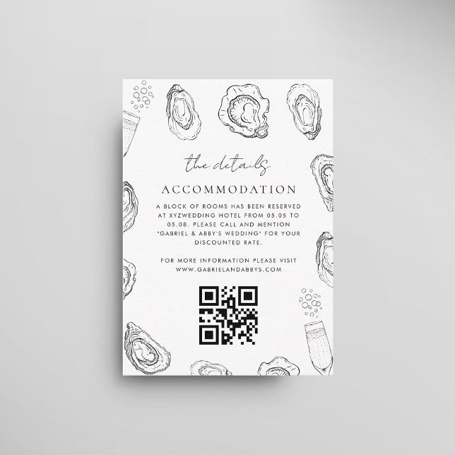 Hand Drawn Oysters Accommodation Details Wedding Enclosure Card (Creator Uploaded)