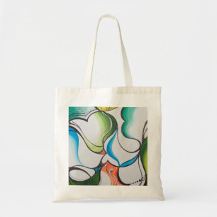 hand drawn painted abstract tote bag