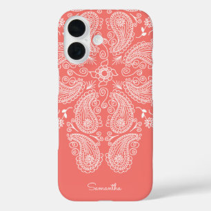 Hand Drawn Paisley Pattern Dark Peach iPhone 16 Case