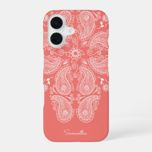 Hand Drawn Paisley Pattern Dark Peach iPhone 16 Case