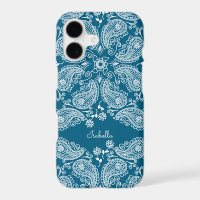 Hand Drawn Paisley Pattern on Teal