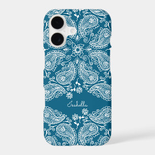 Hand Drawn Paisley Pattern on Teal