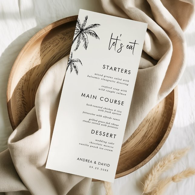 Hand Drawn Palm Tree Destination Wedding Let's Eat Menu (Creator Uploaded)
