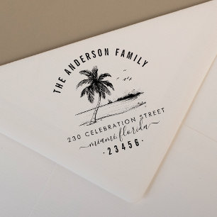 Hand Drawn Palm Tree   Family Name Return Address Self-inking Stamp