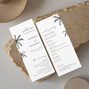 Hand Drawn Palm Tree Tropical Destination Wedding Program