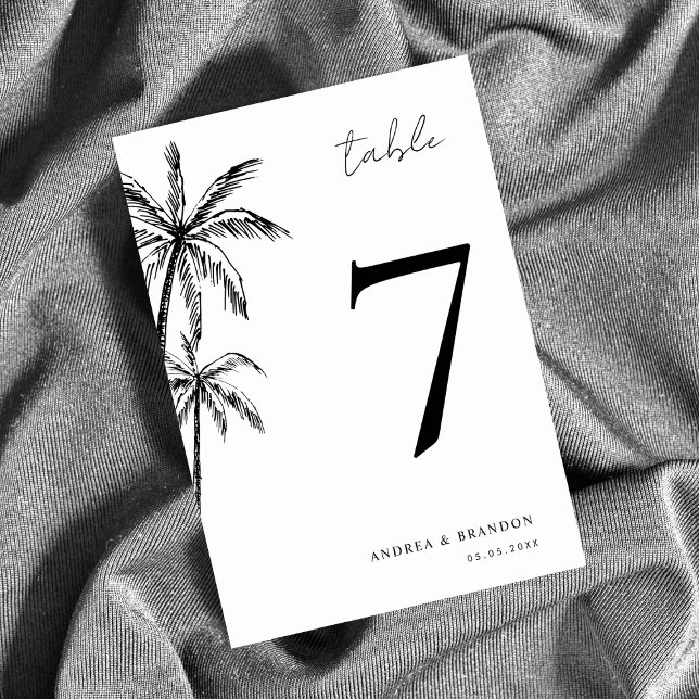 Hand Drawn Palm Tree Tropical Wedding Table Number (Creator Uploaded)