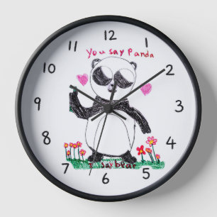 Hand‑Drawn Panda Clock – You Say Panda, I Say Bear