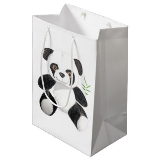 Hand-drawn Panda Plush Medium Gift Bag