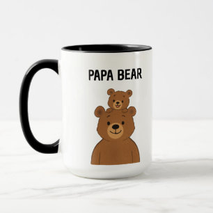  Hand Drawn Papa Bear and Baby Bear Coffee Mug
