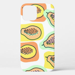 Hand-Drawn Papaya: Creative Vintage Pattern iPhone 12 Case