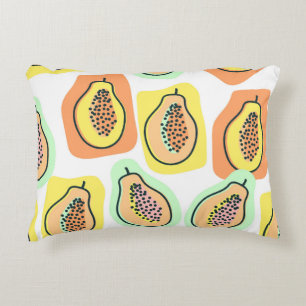 Hand-Drawn Papaya: Creative Vintage Pattern Decorative Cushion