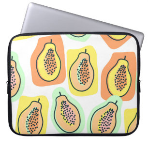 Hand-Drawn Papaya: Creative Vintage Pattern Laptop Sleeve