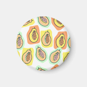 Hand-Drawn Papaya: Creative Vintage Pattern Magnet