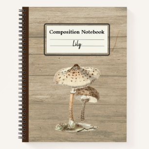 Hand Drawn Parasol Mushroom Personalised Comp Notebook