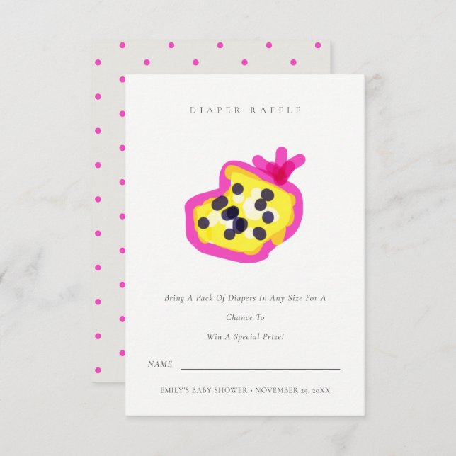 Hand Drawn Passion Fruit Diaper Raffle Baby Shower Enclosure Card (Front/Back)