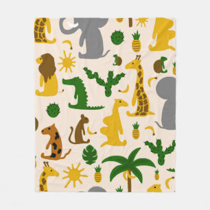 Hand drawn pastel colour illustration seamless pat fleece blanket