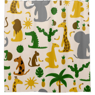Hand drawn pastel colour illustration seamless pat shower curtain