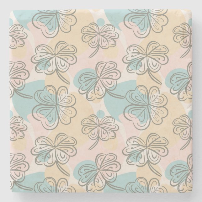 Hand Drawn Pastel Floral Pattern Sketch Stone Coaster (Front)