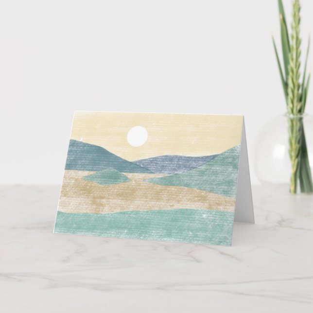 Hand Drawn Pastel Landscape Greeting Card (Front)