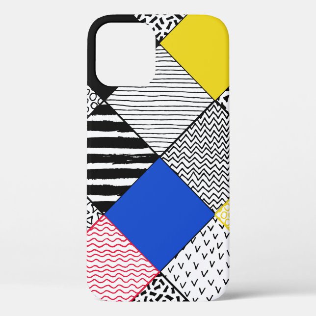 Hand Drawn Patchwork Background. Childish textured Case-Mate iPhone Case (Back)