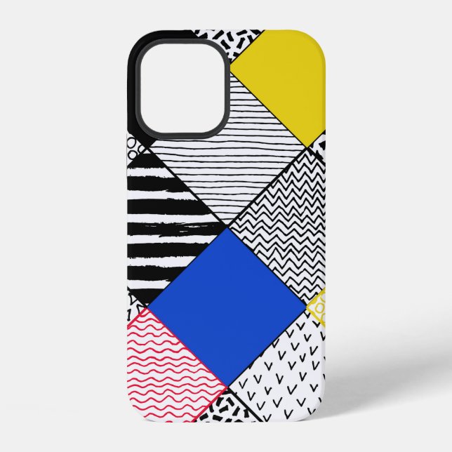 Hand Drawn Patchwork Background. Childish textured iPhone Case (Back)