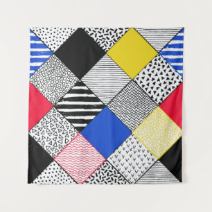 Hand Drawn Patchwork Background. Childish textured Tapestry