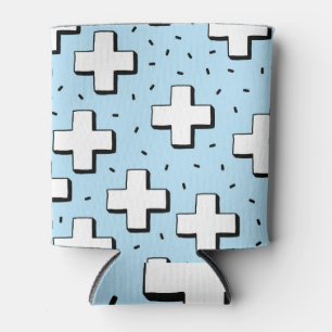 Hand-Drawn Pattern with Plus Signs. Can Cooler