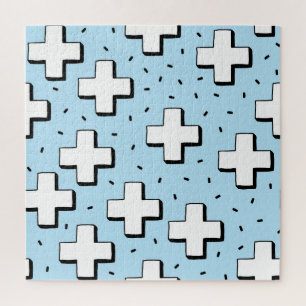 Hand-Drawn Pattern with Plus Signs. Jigsaw Puzzle