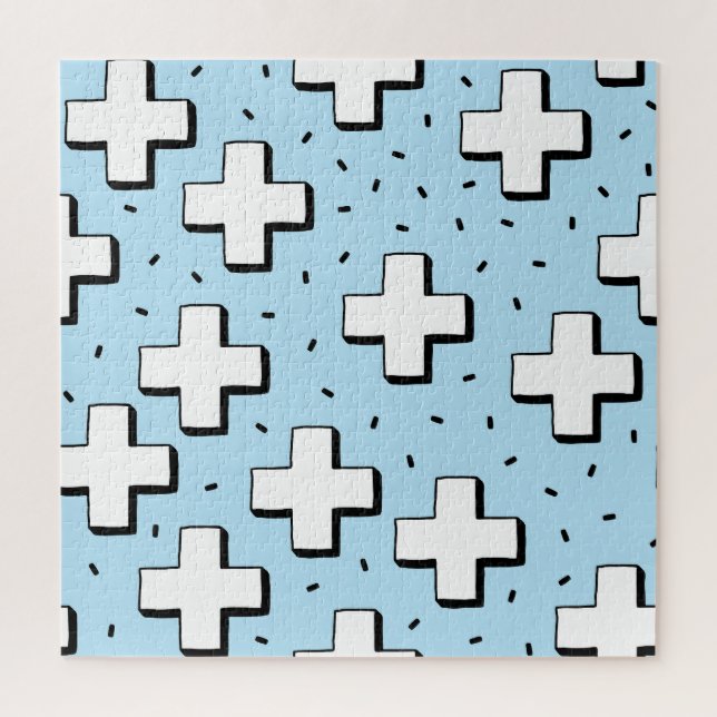 Hand-Drawn Pattern with Plus Signs. Jigsaw Puzzle (Vertical)