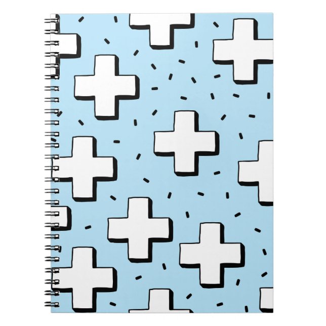 Hand-Drawn Pattern with Plus Signs. Notebook (Front)