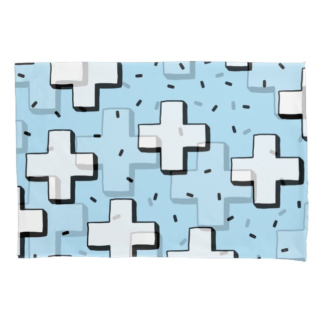 Hand-Drawn Pattern with Plus Signs. Pillowcase (Front)