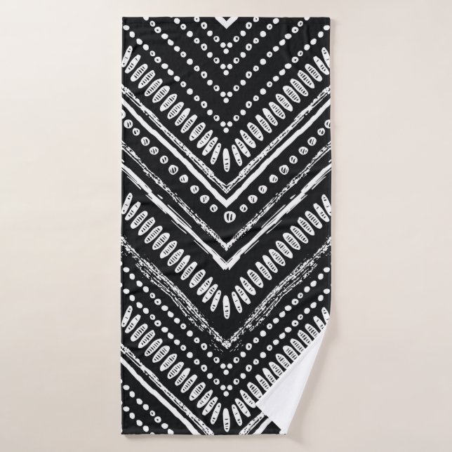 Hand drawn pattern. Zigzag and stripe line, tribal Bath Towel (Bath Towel)