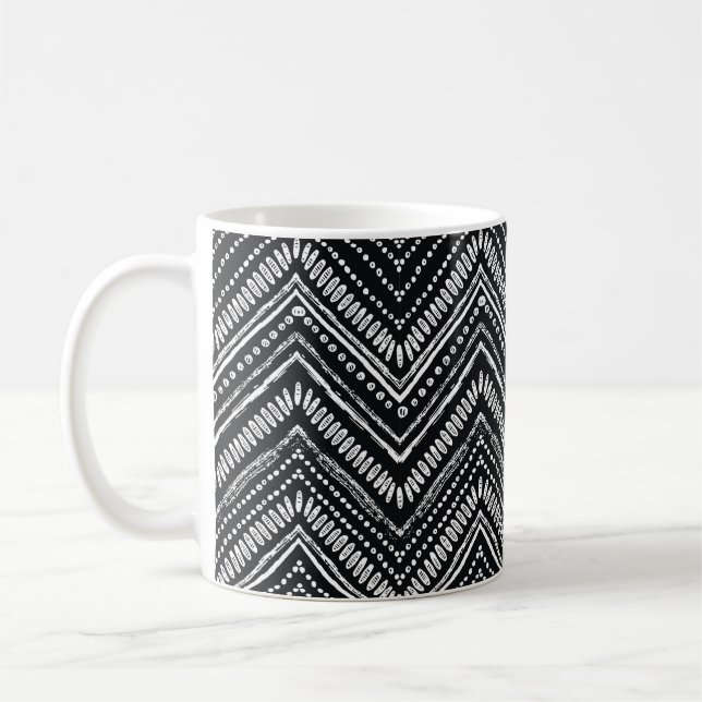 Hand drawn pattern. Zigzag and stripe line, tribal Coffee Mug (Left)