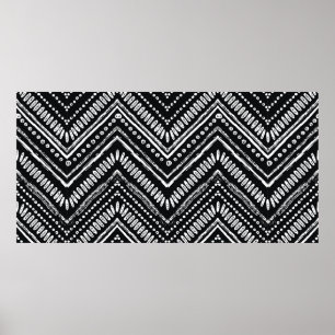 Hand drawn pattern. Zigzag and stripe line, tribal Poster