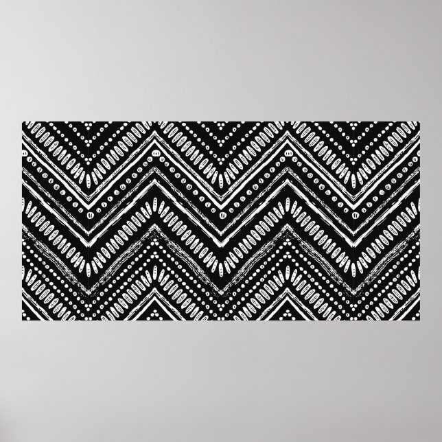 Hand drawn pattern. Zigzag and stripe line, tribal Poster (Front)