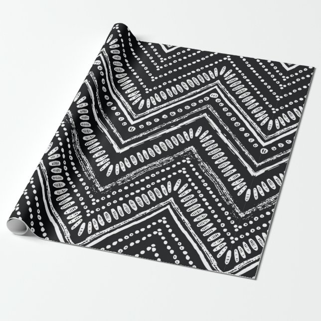 Hand drawn pattern. Zigzag and stripe line, tribal Wrapping Paper (Unrolled)