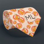 Hand Drawn Peach Illustration Add Initials Funny Tie<br><div class="desc">This perfectly peach pattern was created using my hand painted mixed media illustration and makes a quirky novelty design for those that don't take life, or their socks too seriously! The muted tone on tone design gives it a slightly retro feel. Customise with your initials. Original art by Malissa Melrose....</div>