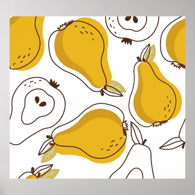 Hand Drawn Pears Decorative Wallpaper Poster (Front)