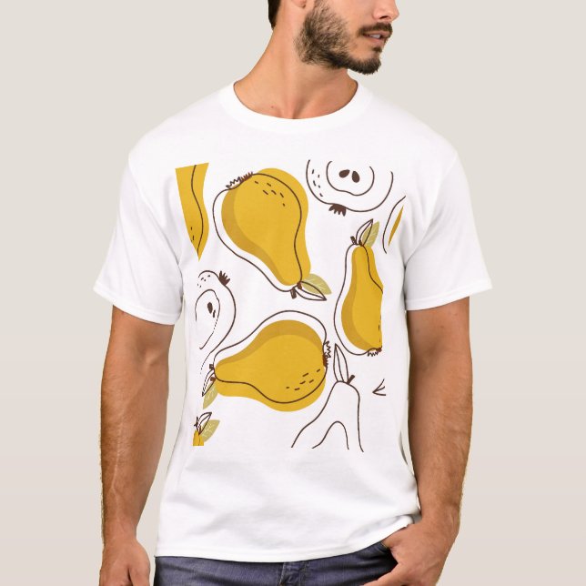 Hand Drawn Pears Decorative Wallpaper T-Shirt (Front)