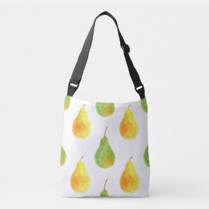 Hand-drawn pears, watercolor food picture crossbody bag
