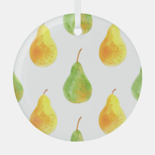 Hand-drawn pears, watercolor food picture glass tree decoration