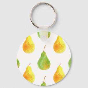 Hand-drawn pears, watercolor food picture key ring