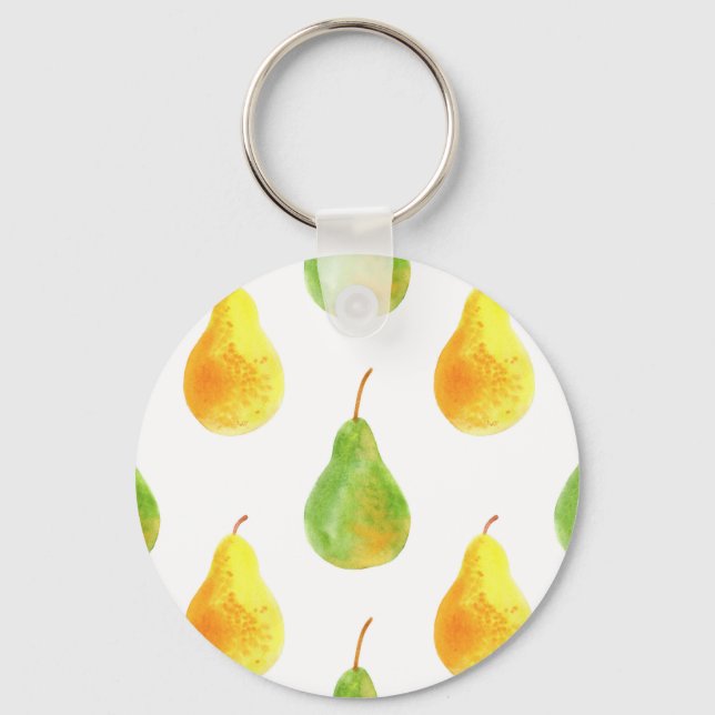 Hand-drawn pears, watercolor food picture key ring (Front)