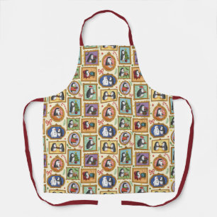 Hand Drawn Penguin Christmas Pattern Apron